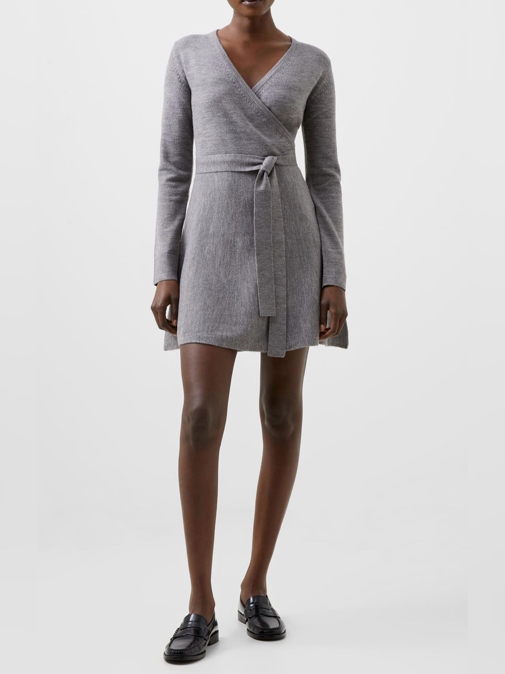 French Connection Long Sleeve Faux Wrap Sweater Dress
in Dove Grey